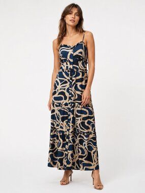BIRD and KNOLL Connie Button Front Tiered Maxi Resort Sundress XS